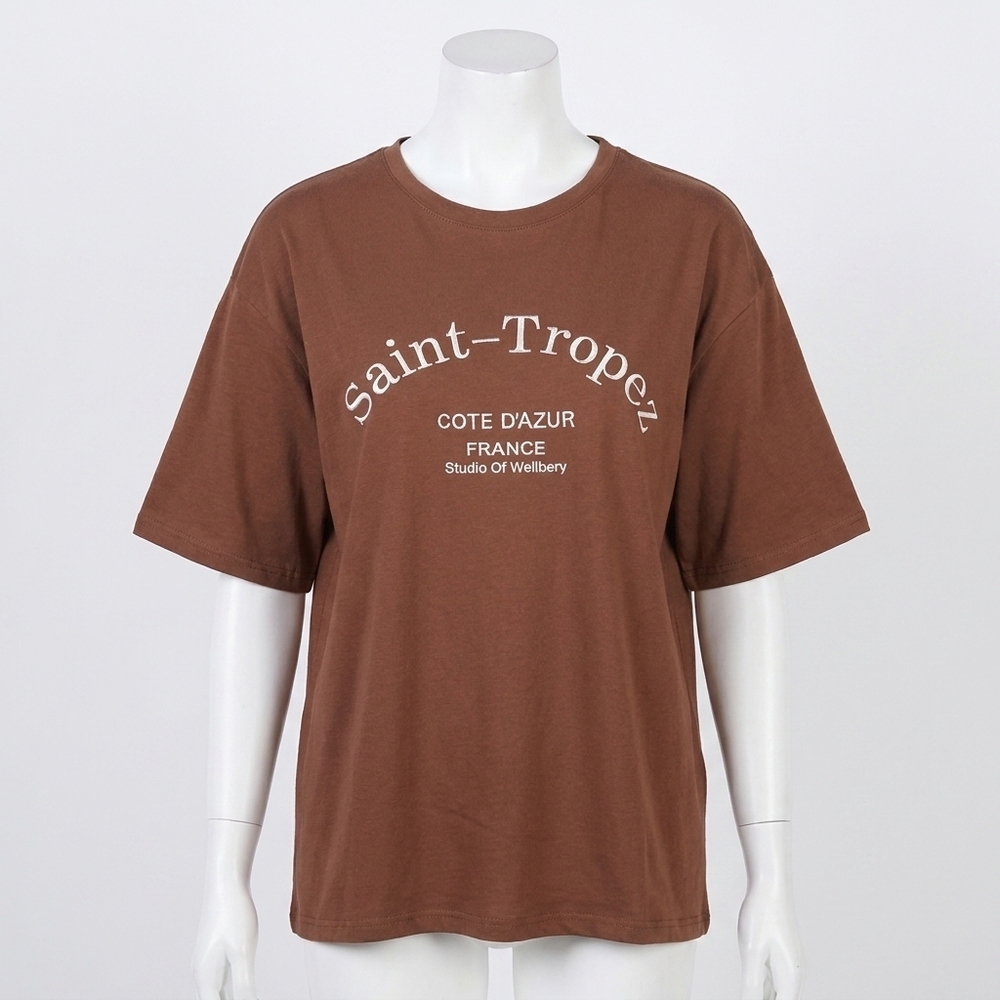 NEW AMBAR st tropez printed t-shirt in brown